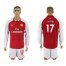 Arsenal #17 Iwobi Red Home Long Sleeves Soccer Club Jersey