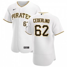 Pittsburgh Pirates #62 Blake Cederlind Mens Nike White Home 2020 Authentic Player MLB Jersey