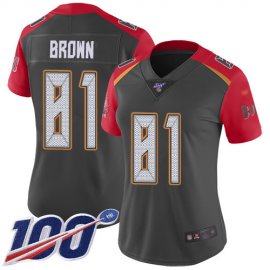 Nike Tampa Bay Buccaneers #81 Antonio Brown Gray Womens Stitched NFL Limited Inverted Legend 100th Season Jersey