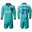 Barcelona #21 F.De Jong Third Long Sleeves Soccer Club Jersey