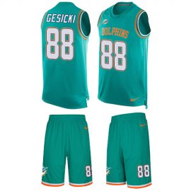 Nike Miami Dolphins #88 Mike Gesicki Aqua Green Team Color Mens Stitched NFL Limited Tank Top Suit Jersey