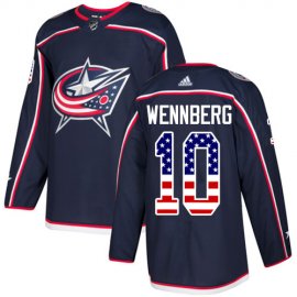 Adidas Columbus Blue Jackets #10 Alexander Wennberg Navy Blue Home Authentic USA Flag Stitched Youth NHL Jersey