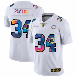 Chicago Chicago Bears #34 Walter Payton Mens White Nike Multi-Color 2020 NFL Crucial Catch Limited NFL Jersey