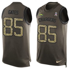Nike Los Angeles Chargers #85 Antonio Gates Green Mens Stitched NFL Limited Salute To Service Tank Top Jersey
