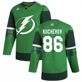 Tampa Bay Lightning #86 Nikita Kucherov Mens Adidas 2020 St. Patricks Day Stitched NHL Jersey Green