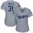 Los Angeles Dodgers #31 Mike Piazza Grey Alternate Road 2018 World Series Womens Stitched MLB Jersey