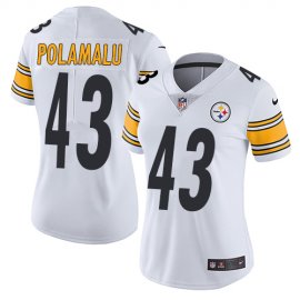 Nike Pittsburgh Steelers #43 Troy Polamalu White Womens Stitched NFL Vapor Untouchable Limited Jersey
