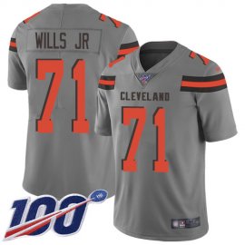 Nike Cleveland Browns #71 Jedrick Wills JR Gray Mens Stitched NFL Limited Inverted Legend 100th Season Jersey