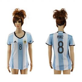 Womens Argentina #8 Perez Home Soccer Country Jersey