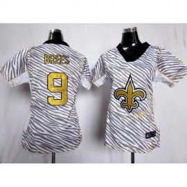 Nike New Orleans Saints #9 Drew Brees Zebra Womens Stitched NFL Elite Jersey