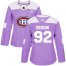 Adidas Montreal Canadiens #92 Jonathan Drouin Purple Authentic Fights Cancer Womens Stitched NHL Jersey