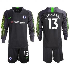 Chelsea #13 Caballero Black Goalkeeper Long Sleeves Soccer Club Jersey