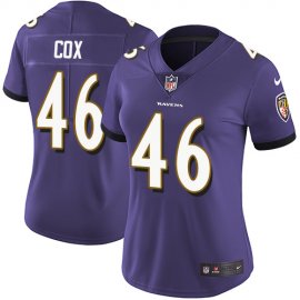 Nike Baltimore Ravens #46 Morgan Cox Purple Team Color Womens Stitched NFL Vapor Untouchable Limited Jersey