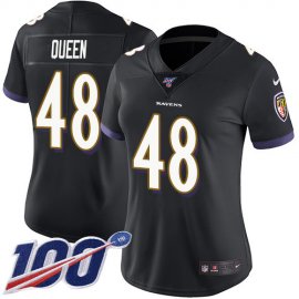 Nike Baltimore Ravens #48 Patrick Queen Black Alternate Womens Stitched NFL 100th Season Vapor Untouchable Limited Jersey