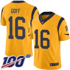 Nike Los Angeles Rams #16 Jared Goff Gold Mens Stitched NFL Limited Rush 100th Season Jersey