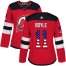 Adidas New Jersey Devils #11 Brian Boyle Red Home Authentic USA Flag Womens Stitched NHL Jersey