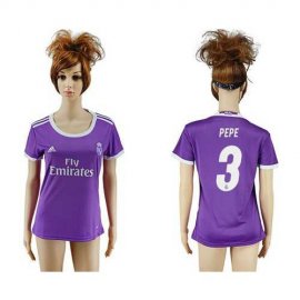 Womens Real Madrid #3 Pepe Away Soccer Club Jersey