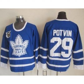 Toronto Maple Leafs #29 Felix Potvin Blue 75th CCM Throwback Stitched NHL Jersey