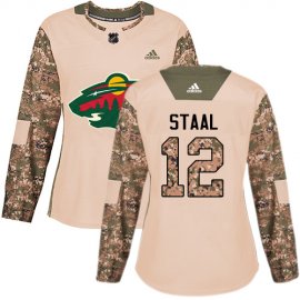 Adidas Minnesota Wild #12 Eric Staal Camo Authentic 2017 Veterans Day Womens Stitched NHL Jersey