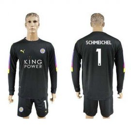 Leicester City #1 Schmeichel Black Goalkeeper Long Sleeves Soccer Club Jersey