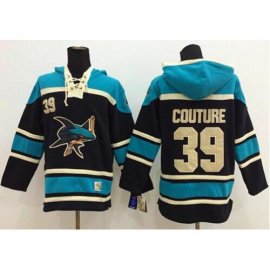 San Jose Sharks #39 Logan Couture Black Sawyer Hooded Sweatshirt Stitched NHL Jersey