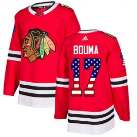 Adidas Chicago Blackhawks #17 Lance Bouma Red Home Authentic USA Flag Stitched NHL Jersey