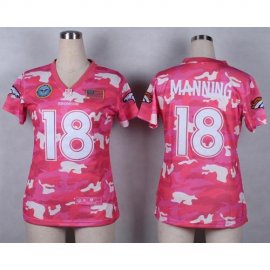 Nike Denver Broncos #18 Peyton Manning Pink Womens Stitched NFL Elite Camo Fashion Jersey