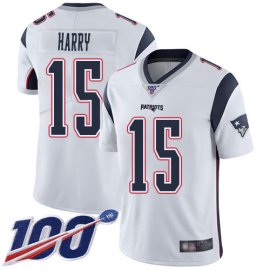 Nike New England Patriots #15 NKeal Harry White Mens Stitched NFL 100th Season Vapor Limited Jersey