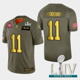 Nike San Francisco 49ers #11 Marquise Goodwin Mens Olive Gold Super Bowl LIV 2020 2019 Salute to Service NFL 100 Limited Jersey