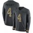 Nike Dallas Cowboys #4 Dak Prescott Anthracite Salute to Service Mens Stitched NFL Limited Therma Long Sleeve Jersey