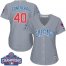 Chicago Cubs #40 Willson Contreras Grey Road 2016 World Series Champions Womens Stitched MLB Jersey