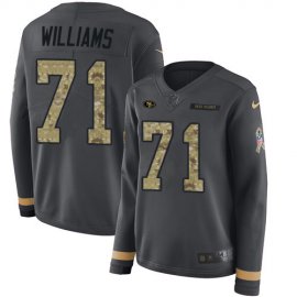 San Francisco 49ers #71 Trent Williams Anthracite Salute to Service Womens Stitched NFL Limited Therma Long Sleeve Jersey