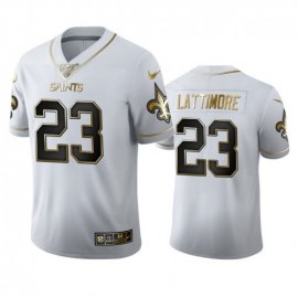 New Orleans New Orleans Saints #23 Marshon Lattimore Mens Nike White Golden Edition Vapor Limited NFL 100 Jersey