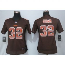 Nike Cleveland Browns #32 Jim Brown Brown Team Color Womens Stitched NFL Elite Strobe Jersey