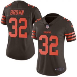 Nike Cleveland Browns #32 Jim Brown Brown Womens Stitched NFL Limited Rush Jersey