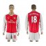 Arsenal #18 Monreal Red Home Long Sleeves Soccer Club Jersey