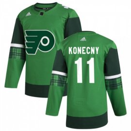 Philadelphia Flyers #11 Travis Konecny Mens Adidas 2020 St. Patricks Day Stitched NHL Jersey Green