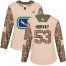Adidas Vancouver Canucks #53 Bo Horvat Camo Authentic 2017 Veterans Day Womens Stitched NHL Jersey