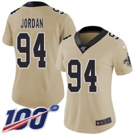 Nike New Orleans Saints #94 Cameron Jordan Gold Womens Stitched NFL Limited Inverted Legend 100th Season Jersey