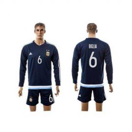 Argentina #6 Biglia Away Long Sleeves Soccer Country Jersey