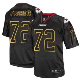 Nike Kansas City Chiefs #72 Eric Fisher Lights Out Black Mens Stitched NFL Elite Jersey