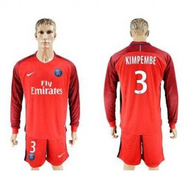 Paris Saint-Germain #3 Kimpembe Red Long Sleeves Soccer Club Jersey