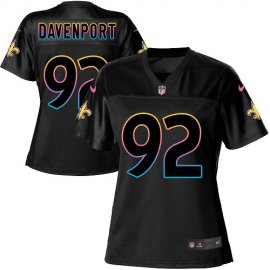 Nike New Orleans Saints #92 Marcus Davenport Black Womens NFL Fashion Game Jersey