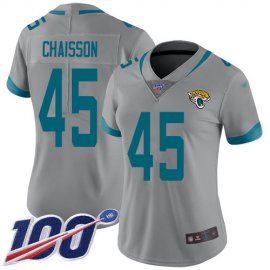 Nike Jacksonville Jaguars #45 KLavon Chaisson Silver Womens Stitched NFL Limited Inverted Legend 100th Season Jersey