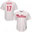 Philadelphia Phillies #17 Rhys Hoskins White(Red Strip) Cool Base Stitched Youth MLB Jersey