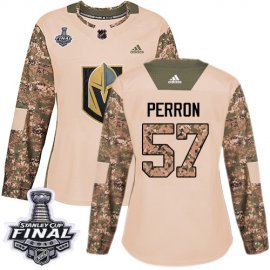 Adidas Vegas Golden Knights #57 David Perron Camo Authentic 2017 Veterans Day 2018 Stanley Cup Final Womens Stitched NHL Jersey