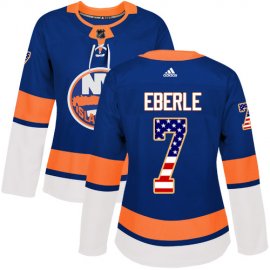 Adidas New York Islanders #7 Jordan Eberle Royal Blue Home Authentic USA Flag Womens Stitched NHL Jersey