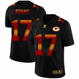 Green Bay Packers #17 Davante Adams Mens Black Nike Red Orange Stripe Vapor Limited NFL Jersey