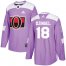 Adidas Ottawa Senators #18 Ryan Dzingel Purple Authentic Fights Cancer Stitched NHL Jersey