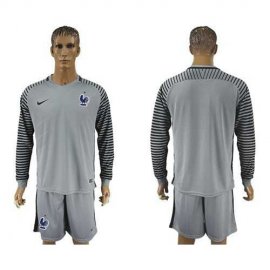 France Blank Grey Goalkeeper Long Sleeves Soccer Country Jersey